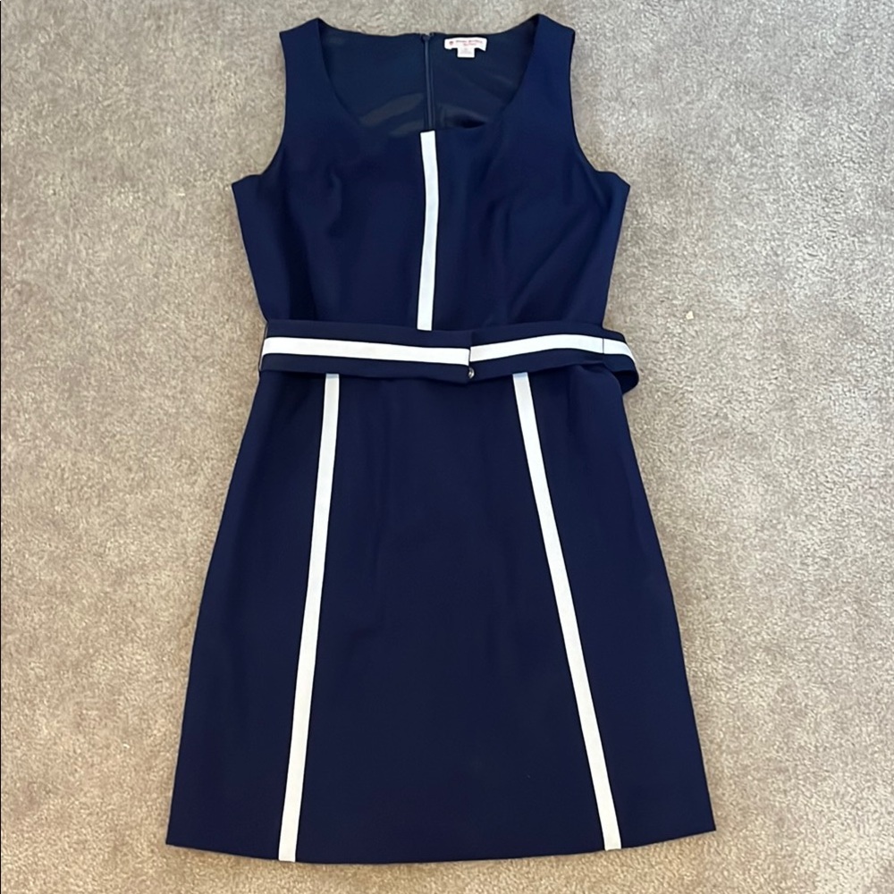 Brooks Brothers Navy and White Midi Dress